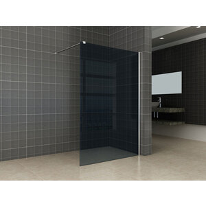 Wiesbaden Smoke Inloopdouche - Rookglas - 10mm - 120x200cm - Chroom