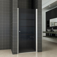 Wiesbaden Wiesbaden Smoke Nisdeur - 8mm  Rook Glaswand - 90x202cm - Scharnierprofiel - Nano Coating - Chroom