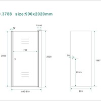 Wiesbaden Wiesbaden Smoke Nisdeur - 8mm  Rook Glaswand - 90x202cm - Scharnierprofiel - Nano Coating - Chroom