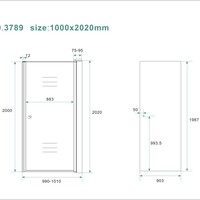 Wiesbaden Wiesbaden Smoke Nisdeur - 8mm  Rook Glaswand - 100x202cm - Scharnierprofiel - Nano Coating - Chroom