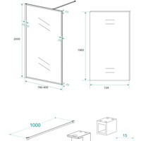 Wiesbaden Wiesbaden Square Inloopdouche - 10mm Helder Glaswand - 80x200cm - Muurprofiel - Nano Coating - Mat Zwart