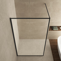 Wiesbaden Wiesbaden Square Inloopdouche - 10mm Helder Glaswand - 80x200cm - Muurprofiel - Nano Coating - Mat Zwart