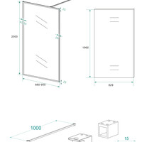 Wiesbaden Wiesbaden Square Inloopdouche - 10mm Helder Glaswand - 90x200cm - Muurprofiel - Nano Coating - Mat Zwart