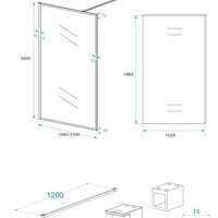 Wiesbaden Wiesbaden Square Inloopdouche - 10mm Helder Glaswand - 110x200cm - Muurprofiel - Nano Coating - Mat Zwart