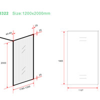 Wiesbaden Wiesbaden Square Inloopdouche - 10mm Geribbeld Glaswand - 120x200cm - Muurprofiel - Nano Coating - Mat Zwart