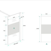 Wiesbaden Wiesbaden Partly Inloopdouche - Nano Coating - 10mm Helder/Melk Glas - 90x200cm - Chrome