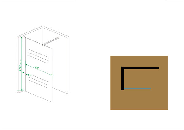 Wiesbaden Wiesbaden Partly Inloopdouche - Nano Coating - 10mm Helder/Melk Glas - 100x200cm - Chrome