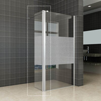 Wiesbaden Wiesbaden Partly Draaibaar Hoekwand - Rechts - Nano Coating - 10mm Helder/Melk Glas - 35x200cm - Chrome