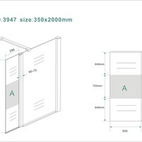 Wiesbaden Wiesbaden Partly Draaibaar Hoekwand - Rechts - Nano Coating - 10mm Helder/Melk Glas - 35x200cm - Chrome
