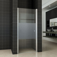 Wiesbaden Wiesbaden Partly Nisdeur - Links Scharnierprofiel - Nano Coating - 8mm Helder Glas - 80x202cm - Chrome