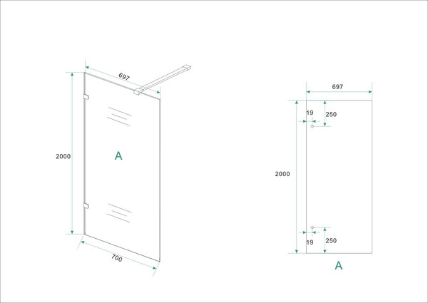 Wiesbaden Wiesbaden Less Profielloos Inloopdouche - Nano Coating - 8mm Helder Glas - 70x200cm - Chrome