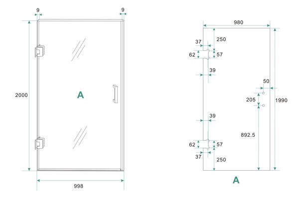 Wiesbaden Wiesbaden Less Nisdeur - Nano Coating - 8mm Helder Glas - 100x200cm - Chrome