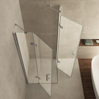 Wiesbaden Wiesbaden Corner Douchecabine - Vierkant - Nano Coating - 8mm Helder Glas - 90x90x200cm - Chrome