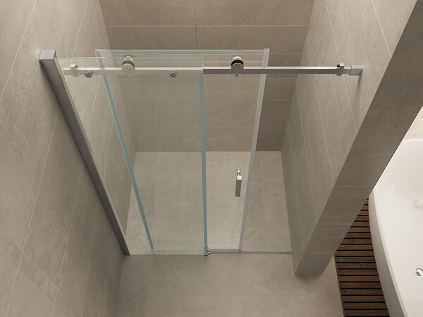 Wiesbaden Wiesbaden Puerta Schuifdeur - Muurprofiel - Nano Coating - 8mm Helder Glas - 120x202cm - Chroom