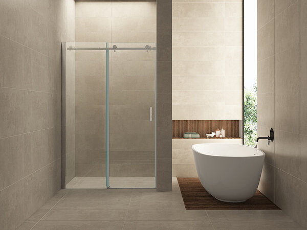 Wiesbaden Wiesbaden Puerta Schuifdeur - Muurprofiel - Nano Coating - 8mm Helder Glas - 140x202cm - Chroom