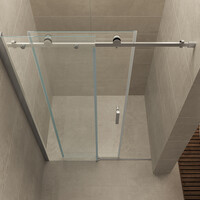 Wiesbaden Wiesbaden Puerta Schuifdeur - Muurprofiel - Nano Coating - 8mm Helder Glas - 160x202cm - Chroom