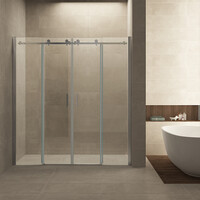 Wiesbaden Wiesbaden Puerta Schuifdeur - Muurprofiel - Nano Coating - 8mm Helder Glas - 180x202cm - Chroom