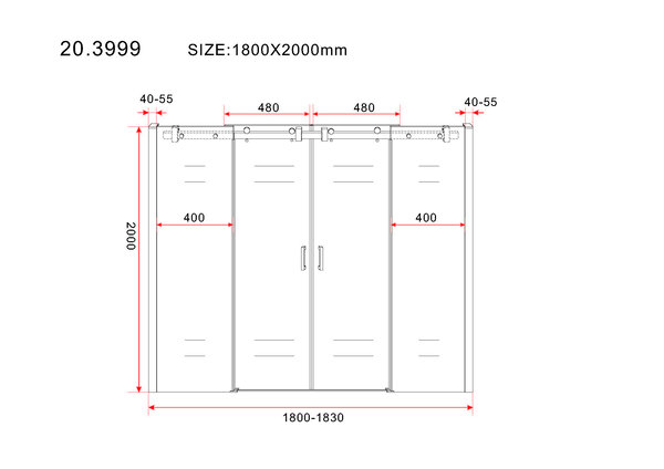 Wiesbaden Wiesbaden Puerta Schuifdeur - Muurprofiel - Nano Coating - 8mm Helder Glas - 180x202cm - Chrome