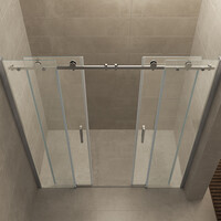 Wiesbaden Wiesbaden Puerta Schuifdeur - Muurprofiel - Nano Coating - 8mm Helder Glas - 180x202cm - Chroom