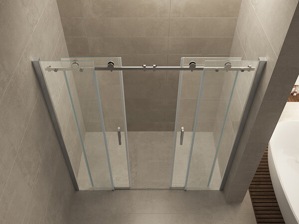 Wiesbaden Wiesbaden Puerta Schuifdeur - Muurprofiel - Nano Coating - 8mm Helder Glas - 180x202cm - Chroom