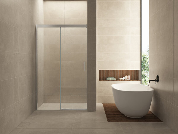 Wiesbaden Wiesbaden Puerta Softclose Schuifdeur - Muurprofiel - Nano Coating - 8mm Helder Glas - 110x200cm - Chroom
