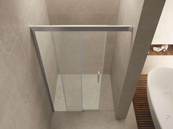 Wiesbaden Wiesbaden Puerta Softclose Schuifdeur - Muurprofiel - Nano Coating - 8mm Helder Glas - 140x200cm - Chroom
