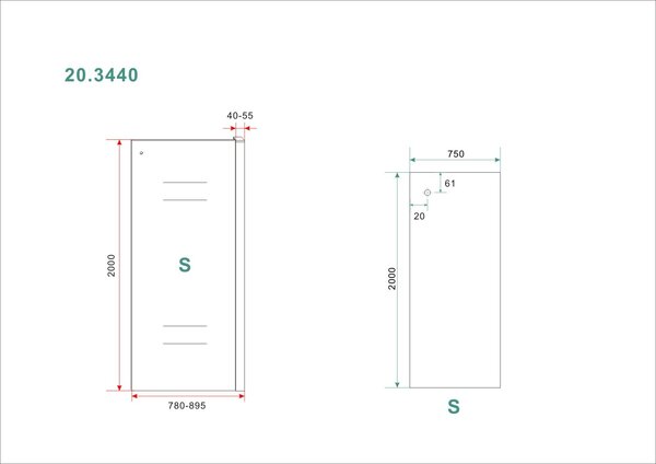 Wiesbaden Wiesbaden Puerta Zijwand - Muurprofiel - Nano Coating - 8mm Helder Glas - 80x200cm - Chroom
