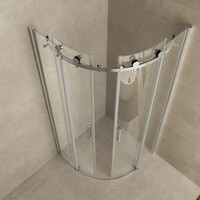 Wiesbaden Wiesbaden Bold Douchecabine met 2 Schuifdeuren - Kwartrond - Nano Coating - 8mm Helder Glas - 90x90x200cm - Chrome
