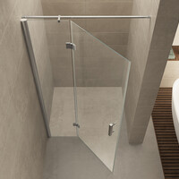 Wiesbaden Wiesbaden Fez Nisdeur met Vast Deel - Muurprofiel - Nano Coating - 8mm Helder Glas - 80x200cm - Chroom