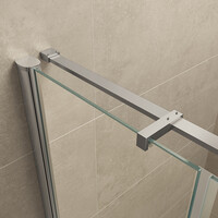 Wiesbaden Wiesbaden Fez Nisdeur met Vast Deel - Muurprofiel - Nano Coating - 8mm Helder Glas - 80x200cm - Chroom