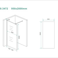 Wiesbaden Wiesbaden Slim Los Glasplaat - Nano Coating - 8mm Helder Glas - Zonder Profiel & Stabilisatiestang - 95x200cm