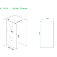 Wiesbaden Wiesbaden Slim Los Glasplaat - Nano Coating - 8mm Helder Glas - Zonder Profiel & Stabilisatiestang - 100x200cm