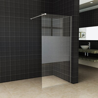 Wiesbaden Wiesbaden Slim Los Glasplaat met Middenband - Nano Coating - 8mm Helder Glas - Zonder Profiel & Stabilisatiestang - 90x200cm
