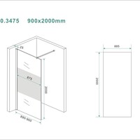 Wiesbaden Wiesbaden Slim Los Glasplaat met Middenband - Nano Coating - 8mm Helder Glas - Zonder Profiel & Stabilisatiestang - 90x200cm