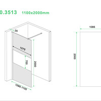 Wiesbaden Wiesbaden Slim Los Glasplaat met Middenband - Nano Coating - 8mm Rookglas - Zonder Profiel & Stabilisatiestang - 110x200cm