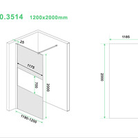 Wiesbaden Wiesbaden Slim Los Glasplaat met Middenband - Nano Coating - 8mm Rookglas - Zonder Profiel & Stabilisatiestang - 120x200cm