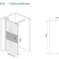 Wiesbaden Wiesbaden Slim Los Glasplaat met Middenband - Nano Coating - 8mm Rookglas - Zonder Profiel & Stabilisatiestang - 140x200cm