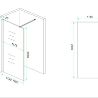 Wiesbaden Wiesbaden Slim Los Glasplaat - Nano Coating - 8mm Spiegelrook Glas - Zonder Profiel & Stabilisatiestang - 90x200cm
