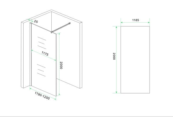 Wiesbaden Wiesbaden Slim Los Glasplaat - Nano Coating - 8mm Spiegelrook Glas - Zonder Profiel & Stabilisatiestang - 90x200cm