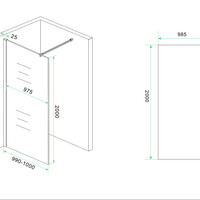 Wiesbaden Wiesbaden Slim Los Glasplaat - Nano Coating - 8mm Spiegelrook Glas - Zonder Profiel & Stabilisatiestang - 100x200cm