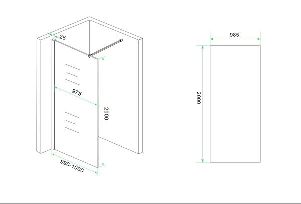 Wiesbaden Wiesbaden Slim Los Glasplaat - Nano Coating - 8mm Spiegelrook Glas - Zonder Profiel & Stabilisatiestang - 100x200cm