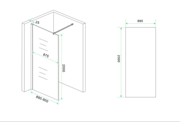 Wiesbaden Wiesbaden Slim Los Glasplaat - Nano Coating - 8mm Spiegelrook Glas - Zonder Profiel & Stabilisatiestang - 120x200cm