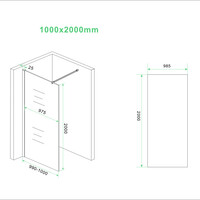 Wiesbaden Wiesbaden Slim Los Glasplaat - Nano Coating - 8mm Warm Koper Glas - Zonder Profiel & Stabilisatiestang - 100x200cm