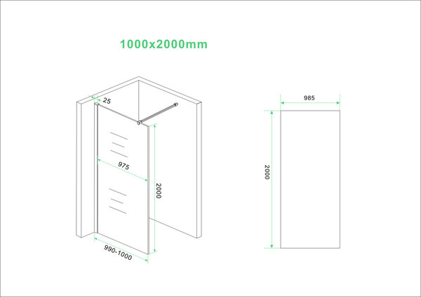 Wiesbaden Wiesbaden Slim Los Glasplaat - Nano Coating - 8mm Warm Koper Glas - Zonder Profiel & Stabilisatiestang - 100x200cm