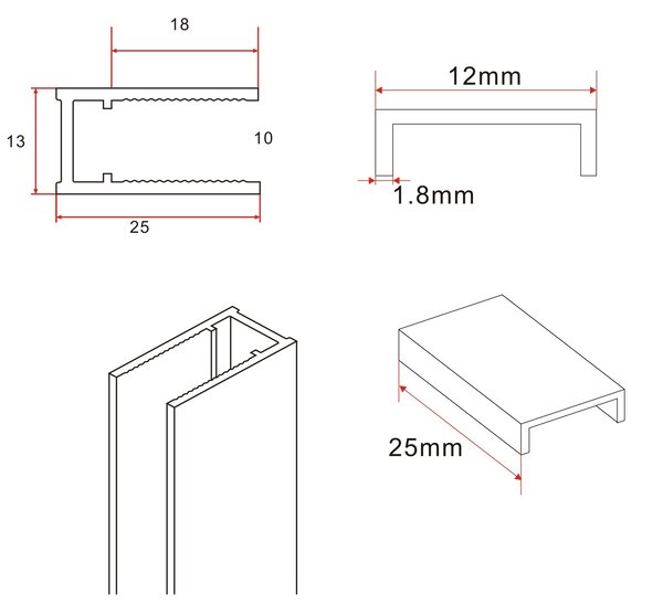 Wiesbaden Wiesbaden Slim Profielset + Stabilisatiestang - 120cm - Mat Wit