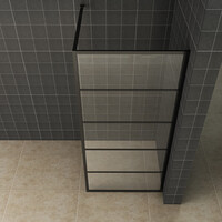 Wiesbaden Wiesbaden Horizon Inloopdouche met Raster - Nano Coating - 8mm Helder Glas - 90x200cm - Mat Zwart