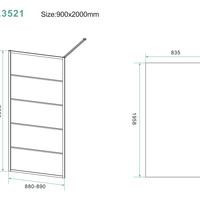 Wiesbaden Wiesbaden Horizon Inloopdouche met Raster - Nano Coating - 8mm Helder Glas - 100x200cm - Mat Zwart