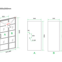 Wiesbaden Wiesbaden Horizon Nisdeur met Raster en Vast Paneel - Nano Coating - 8mm Helder Glas - 100x200cm - Mat Zwart