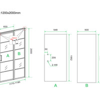 Wiesbaden Wiesbaden Horizon Nisdeur met Raster en Vast Paneel - Nano Coating - 8mm Helder Glas - 120x200cm - Mat Zwart