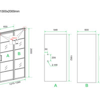 Wiesbaden Wiesbaden Horizon Nisdeur met Raster en Vast Paneel - Nano Coating - 8mm Helder Glas - 130x200cm - Mat Zwart